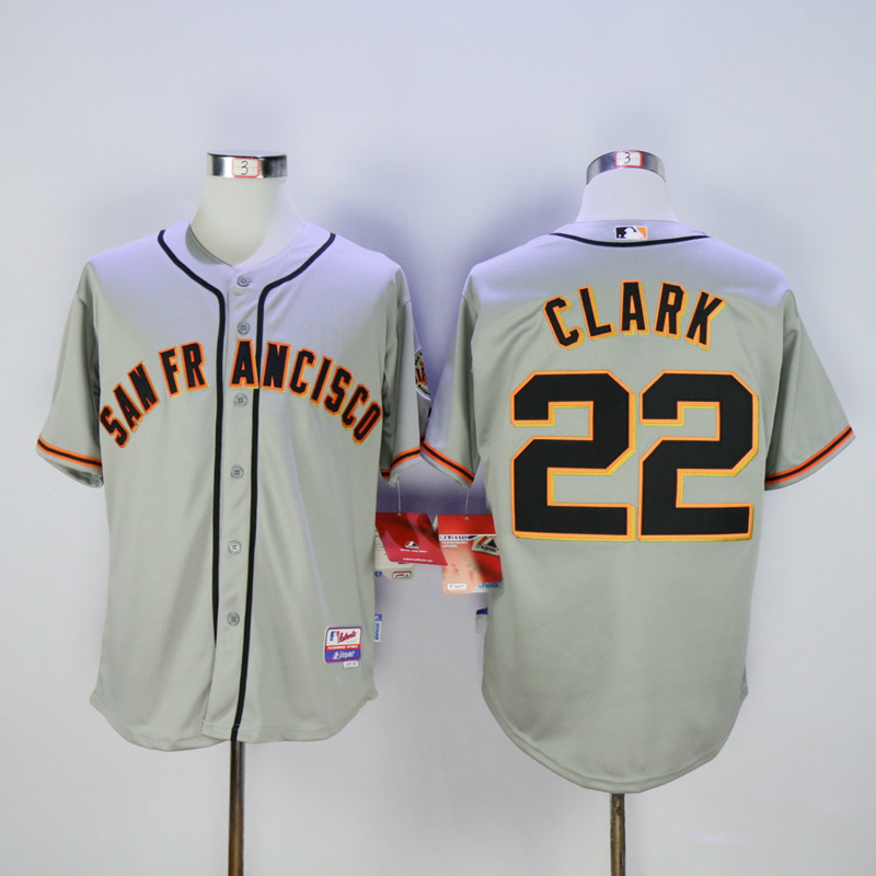 Men San Francisco Giants #22 Clark Grey Throwback MLB Jerseys